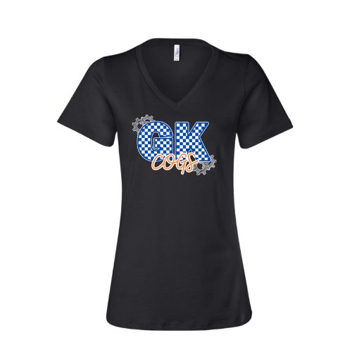 BELLA CANVAS Checkered GK Women's V-Neck Tee